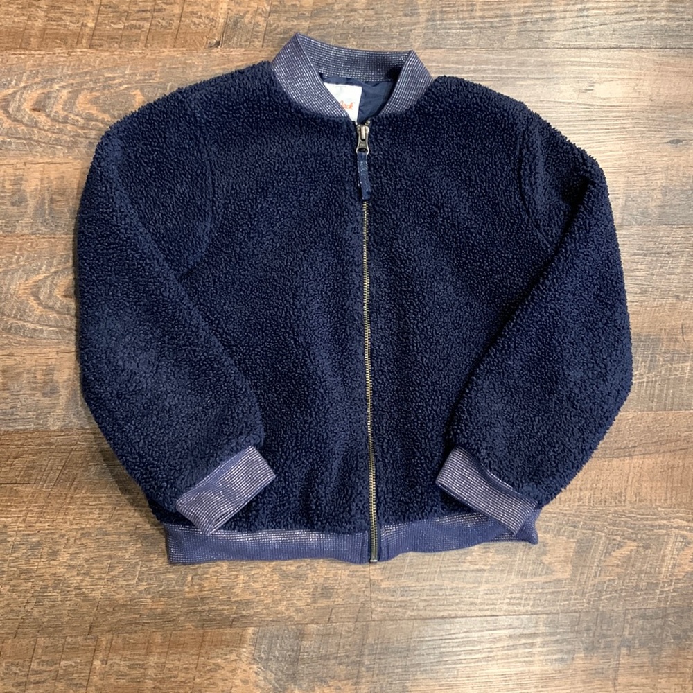 Cat & Jack Girl’s Medium (7/8) Navy Fleece Zipper Jacket
